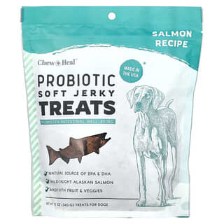 Chew + Heal, Probiotic Soft Jerky Treats, probiotische Soft Jerky Treats, für Hunde, Lachs, 340 g (12 oz.)