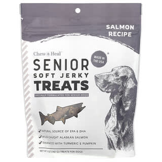 Chew + Heal, Senior Soft Jerky Treats, For Dogs, Salmon, 5 oz (142 g)