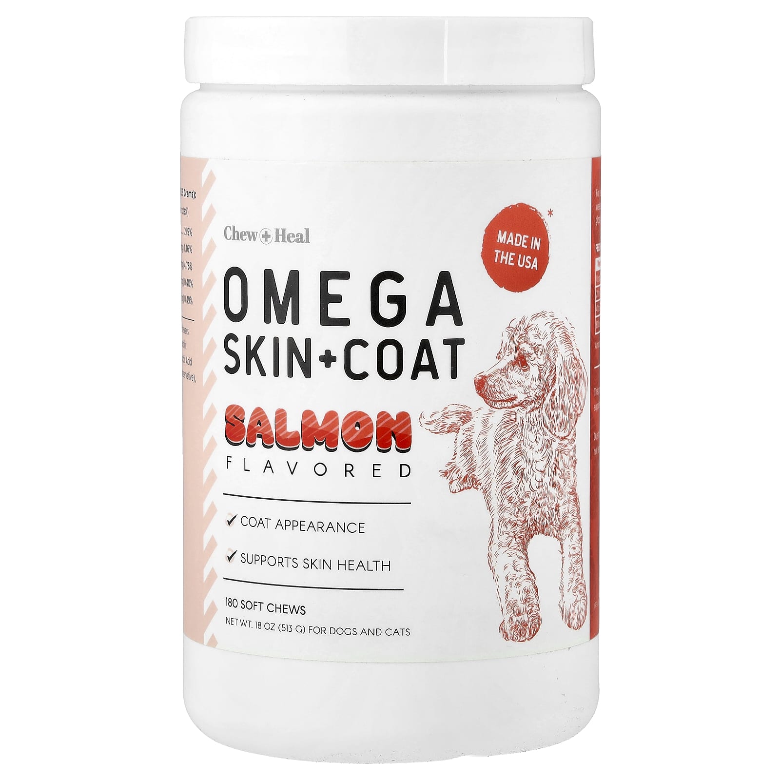 Omega Skin + Coat, For Dogs and Cats, Salmon, 180 Soft Chews, 18 oz (513 g)