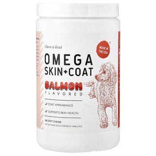 Chew + Heal, Ômega para Pele + Pelos, Para Cães e Gatos, Salmão, 180 Cápsulas Mastigáveis, 513 g (18 oz)