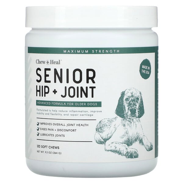 Chew + Heal, Senior Hip + Joint, Advance Formula For Older Dogs, 120