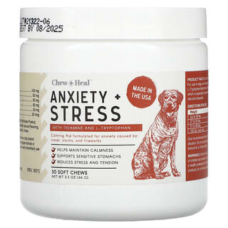 Chew + Heal, Anxiety + Stress, For Dogs, 30 Soft Chews, 2.3 oz (66 g)