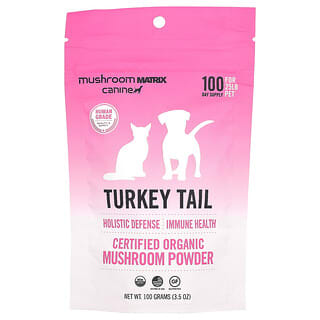 Mushroom Matrix Canine, Queue de dindon, Poudre de champignons certifiés biologiques, Pour animaux de compagnie de 25 lb, Pour chiens et chats, 100 g