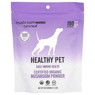 Mushroom Matrix Canine, Healthy Pet, Poudre de champignons certifiés biologiques, Pour animaux de compagnie de 50 lb, Pour chiens et chats, 200 g