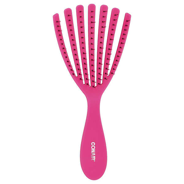 Conair, Detangular Deight™ 헤어 브러시, 컬 및 웨이브가 있는 모발용, 핑크, 브러시 1개