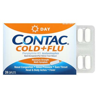 Contac, Cold + Flu Day, Tag der Erkältung und Grippe, maximale Stärke, 24 Kapseln