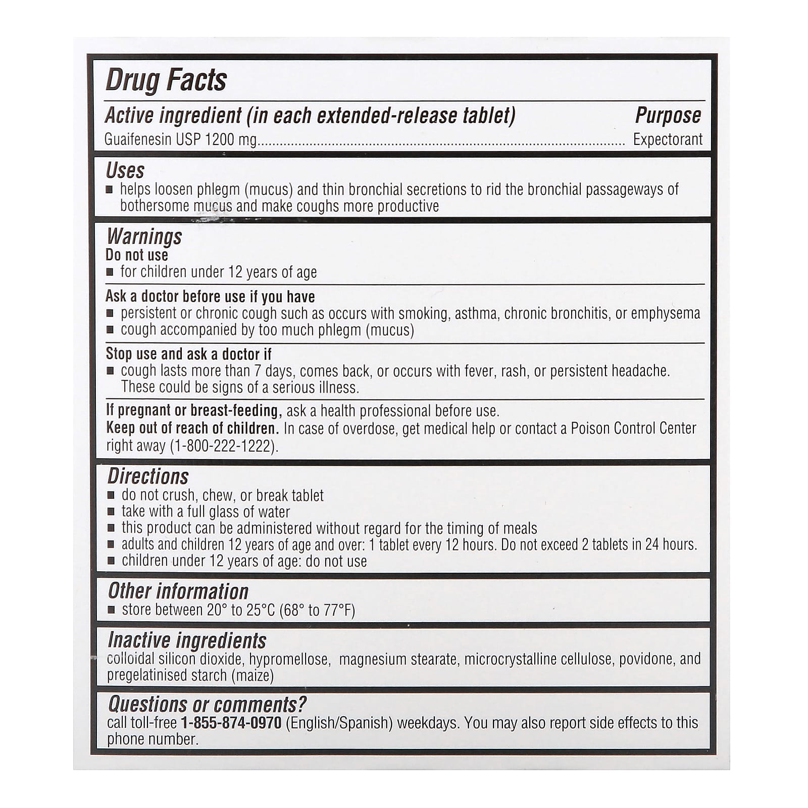 Contac, Chest Congestion Guaifenesin, Maximum Strength, 1,200 mg, 21 ...