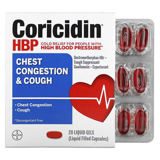 Coricidin HBP, 胸部堵塞和咳嗽，20 支液體凝膠