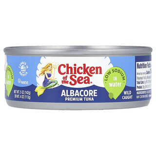 Chicken of the Sea, Albacore, 프리미엄 참치, 저나트륨, 142g(5oz)