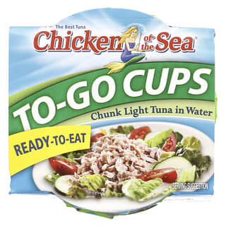 Chicken of the Sea, To-Go-Cups, Morceaux de thon clair dans l'eau, 2 tasses, 70 g chacune