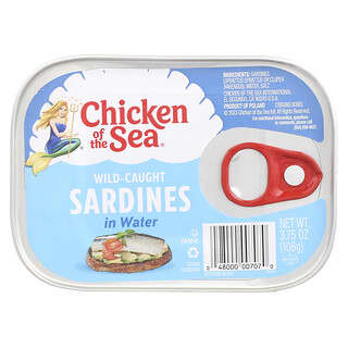 Chicken of the Sea, Wild-Caught Sardines in Water, wild gefangene Sardinen in Wasser, 106 g (3,75 oz.)