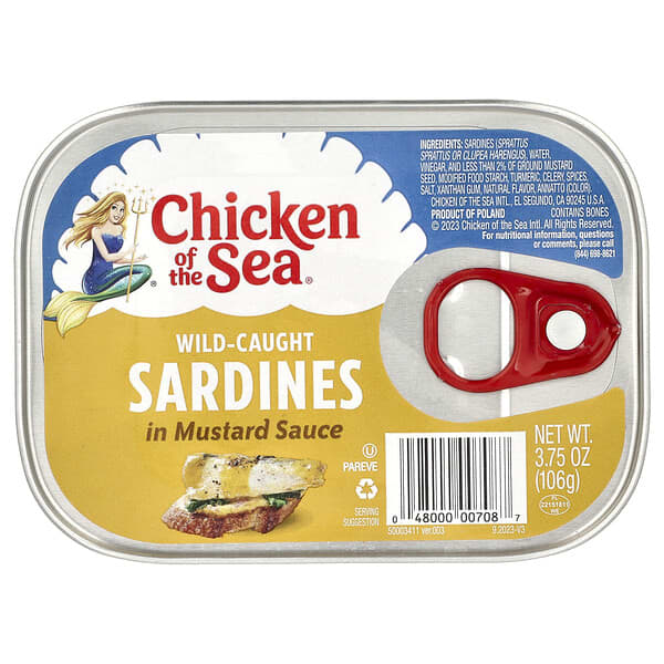 Chicken of the Sea, Wild Caught Sardines in Mustard Sauce, 3.75 oz (106 g)
