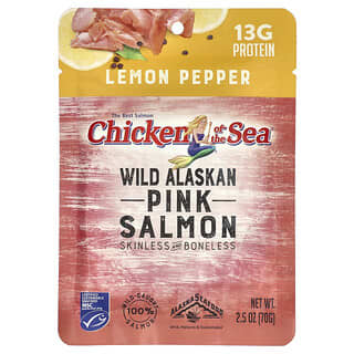 Chicken of the Sea, Salmón rosado capturado en el medio silvestre, Limón y pimienta, 70 g (2,5 oz)