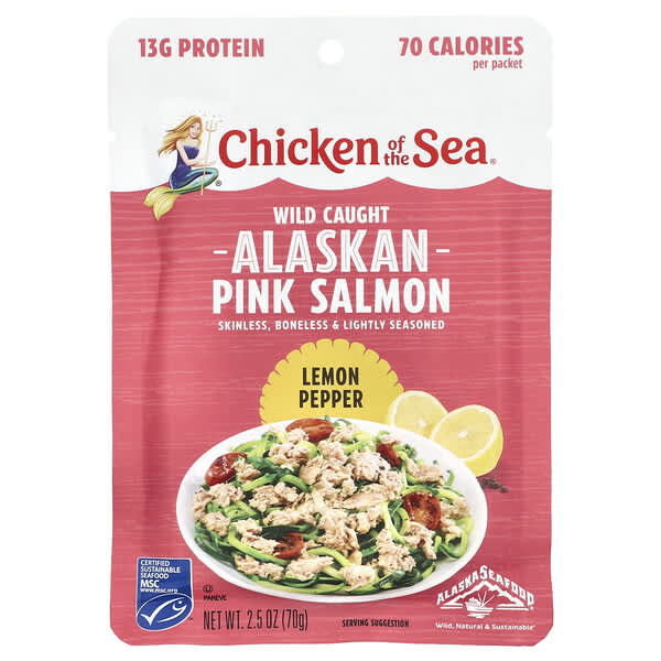 Chicken of the Sea, 天然アラスカ ピンク サーモン、レモンペッパー、70g(2.5オンス)