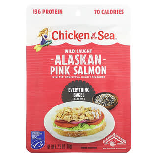 Chicken of the Sea, Saumon rose d'Alaska sauvage, Assaisonnement pour bagels, 70 g