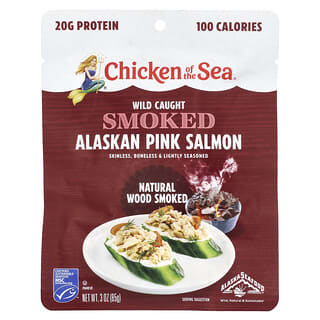 Chicken of the Sea, Wild Caught Smoked Alaskan Pink Salmon, Natural Wood Smoked, 3 oz (85 g)