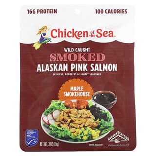 Chicken of the Sea, Salmão Rosa do Alasca Defumado Selvagem, Defumação de Bordo, 85 g (3 oz)