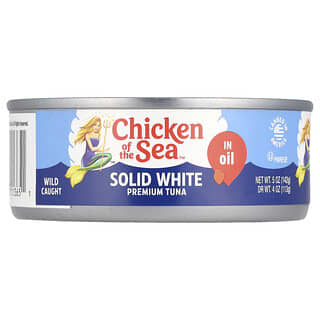 Chicken of the Sea, 솔리드 화이트 프리미엄 참치 기름 함유, 142g(5oz)