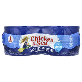 Chicken of the Sea, Wild Caught Solid White Premium Thuna in Water, wild gefangener fester weißer Premium-Thunfisch in Wasser, 4er Pack, je 142 g (5 oz.).