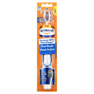 Spinbrush, Cabezal de acción de doble cepillo, Cepillo de dientes eléctrico, Suave`` 1 cepillo de dientes