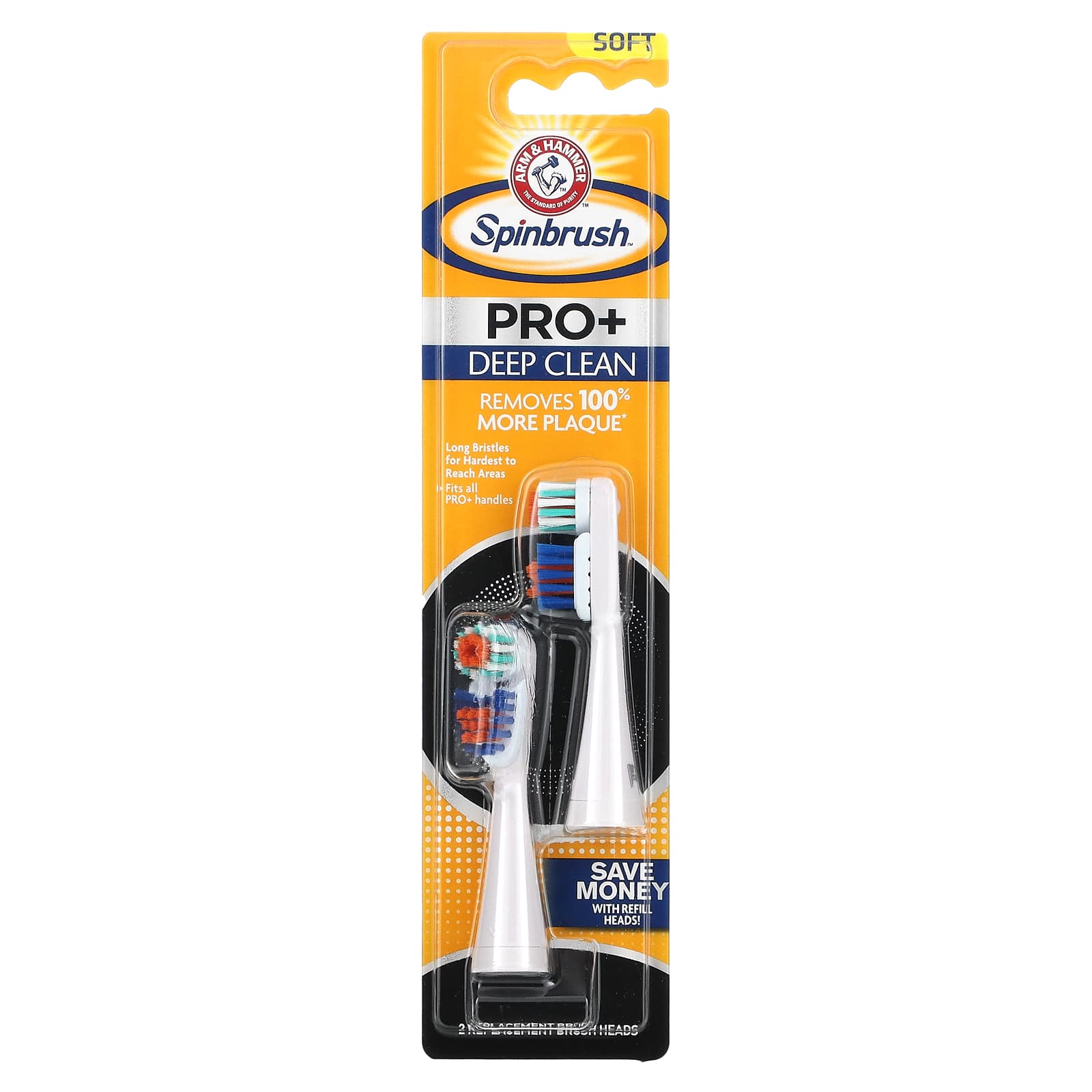 Spinbrush, Pro +, Deep Clean, Replacement Brush Heads, Soft, 2 Brush Heads