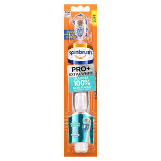Spinbrush, Pro+ Extra White, Brosse à dents électrique, Doux, 1 brosse à dents