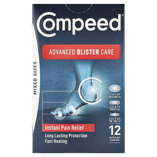 Compeed, Tratamento Avançado para Blísteres, Tamanhos Mistos, 12 Almofadas de Gel Ativo