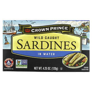 Crown Prince Natural, Sardinas silvestres, En agua`` 120 g (4,25 oz)