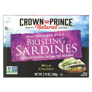 Crown Prince Natural, Sardinas brisling, Estilo mediterráneo`` 106 g (3,75 oz)