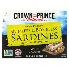 Crown Prince Natural, 皮・骨なしイワシ、オリーブオイル100％漬け、106g（3.75オンス）