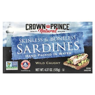 Crown Prince Natural, Skinless & Boneless Sardines, In Water, 4.37 oz (125 g)