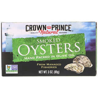 Crown Prince Natural, 煙燻牡蠣，載於橄欖油中，3 盎司（85 克）