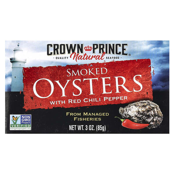 Crown Prince Natural, Ostras ahumadas, con chile rojo, 85 g (3 oz)