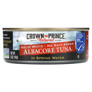 Crown Prince Natural‏, Albacore Tuna, Solid White - No Salt Added, In Spring Water, 5 oz (142 g)