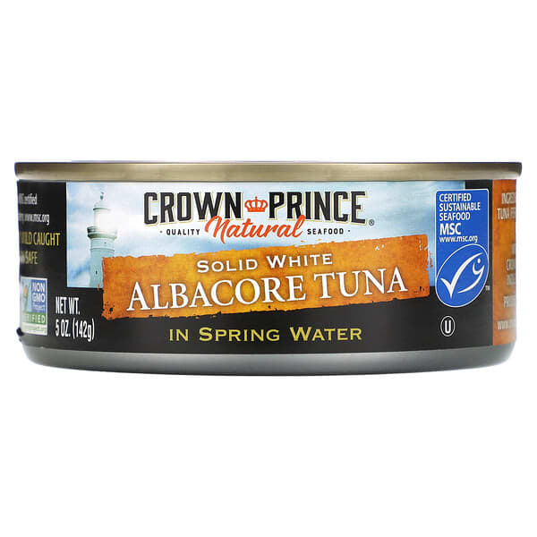 Crown Prince Natural, 固體白長鰭金槍魚，山泉水，5盎司（142克）