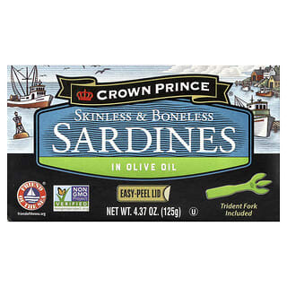 Crown Prince Natural, Skinless & Boneless Sardines, In Olive Oil, 4.37 oz (125 g)