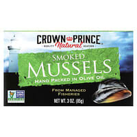 Crown Prince Natural, Smoked Mussels, In Olive Oil, 3 oz (85 g)