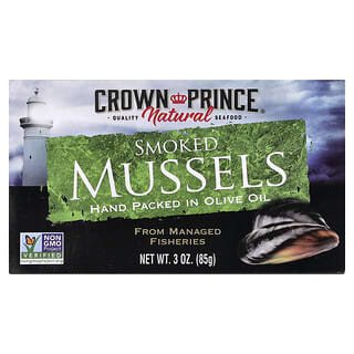 Crown Prince Natural, Μύδια καπνιστά, σε ελαιόλαδο, 3 oz (85 g)