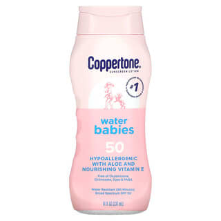 Coppertone, Loción con protector solar, Agua para bebés, FPS 50, 237 ml (8 oz. Líq.)