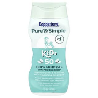 Coppertone, Pure & Simple, Kids, 100% Mineral Sun Protection, SPF 50, 6 fl oz (177 ml)