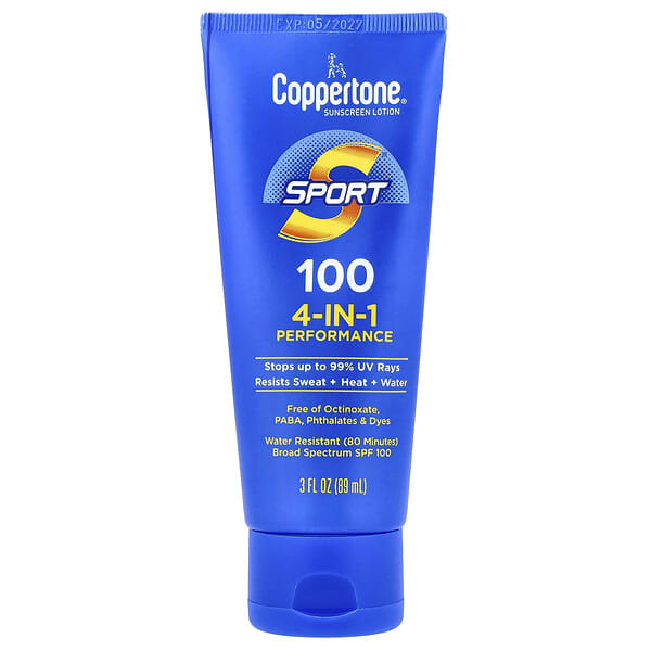Coppertone, 運動系列抗曬乳液，4 合 1 功效，SPF 100，3 液量盎司（89 毫升）