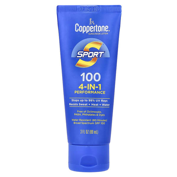 Coppertone, Sport, 자외선 차단제, 4-In-1 퍼포먼스, SPF 100, 89ml(3fl oz)