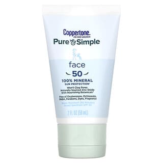 كوبرتون‏, Pure & Simple, Face, 100% Mineral Sun Protection, SPF 50, 2 fl oz (59 ml)
