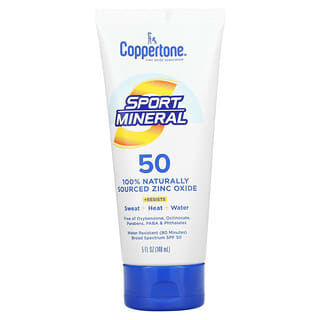 Coppertone, Sport Mineral, Zinc Oxide Sunscreen, SPF 50, 5 fl oz (148 ml)