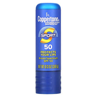 Coppertone, Deporte, Bálsamo labial con protector solar, FPS 50`` 3,69 g (0,13 oz)