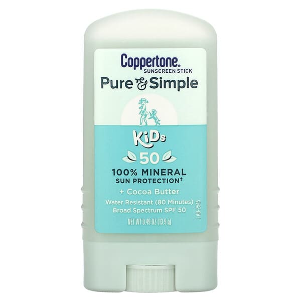 Coppertone, ピュア&シンプル、お子様向け、サンスクリーン スティック、SPF数値50、ココアバター、13.9g(0.49オンス)
