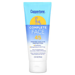 Coppertone, Sunscreen Lotion, Complete Face, SPF45, 2.5 fl oz (74 ml)