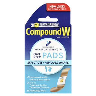 Compound W, Wart Remover, One Step Pads, Maximum Strength, 14 Medicated Pads