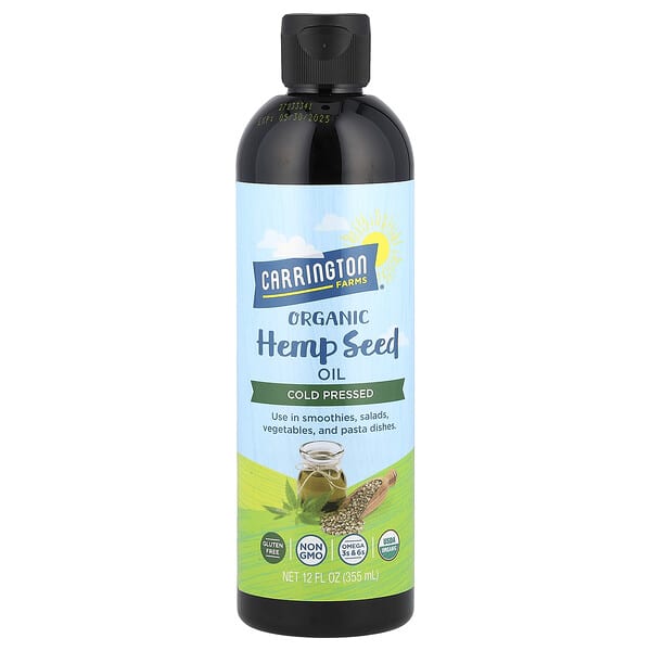 Carrington Farms, 유기농 헴프씨 오일, 냉압착, 355ml(12fl oz)