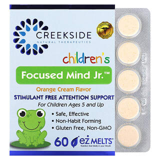 Creekside Natural Therapeutics, Children's Focused Mind Jr, Crema de naranja, 60 comprimidos EZ-Melt